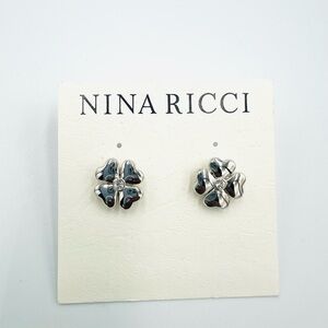 Nina Ricci Silver Clover Stud Earrings
